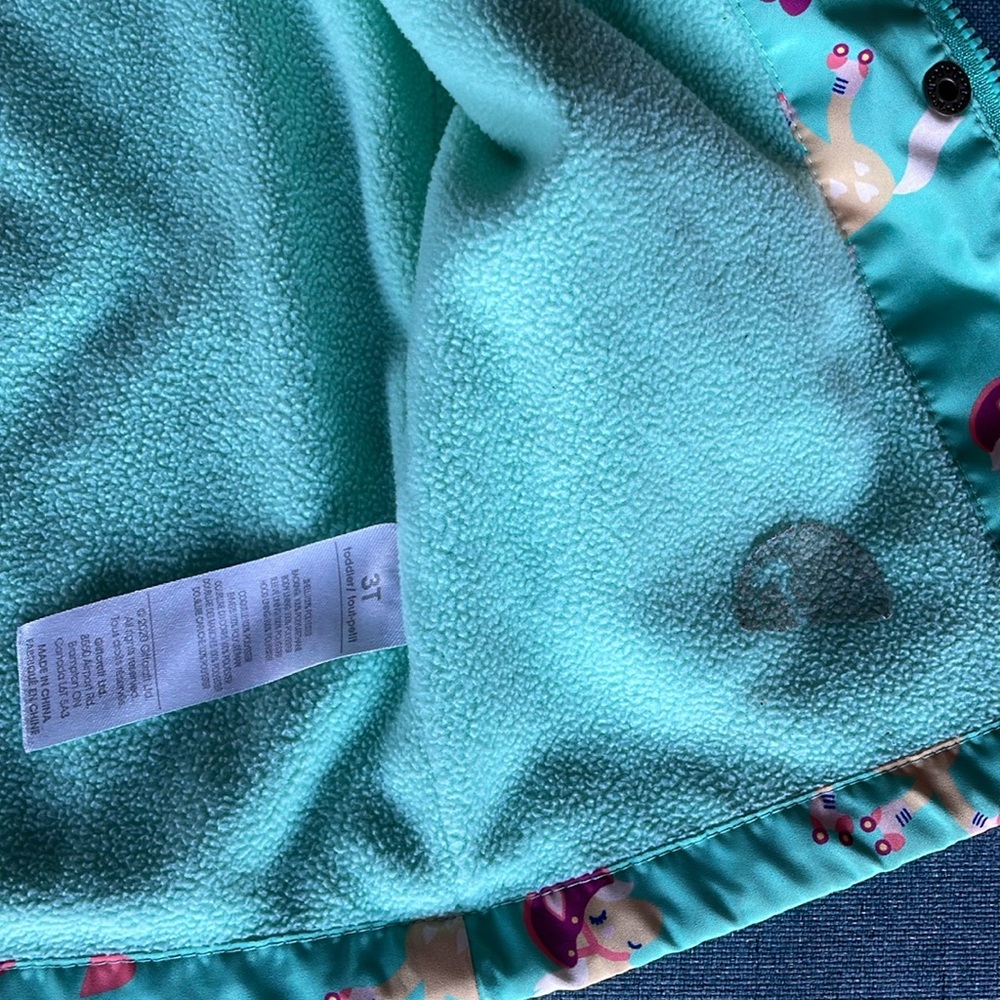 3T rain coat cartwheels horses teal - Picture 4 of 5